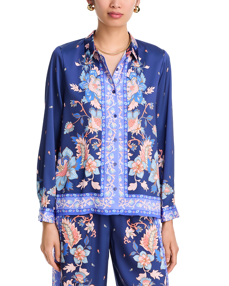 Aqua Scarf Button Front Shirt - Exclusive