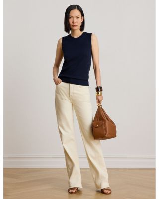 High Rise Straight Jeans in Cream - thumbnail 2