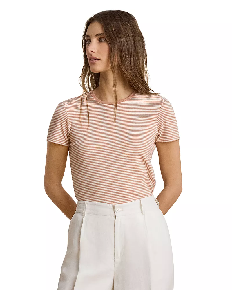 Lauren Ralph Lauren Striped Rib Knit Stretch Tee