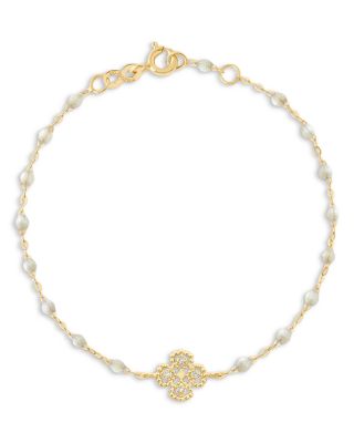 18K Yellow Gold Classic Lucky Clover Diamond Bracelet, 0.04 tcw
