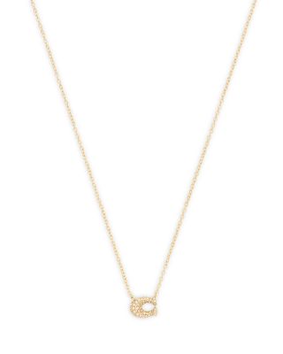 Pav&eacute; Signature C Pendant Necklace, 16-18"