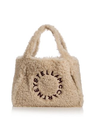 Logo Faux Shearling Tote