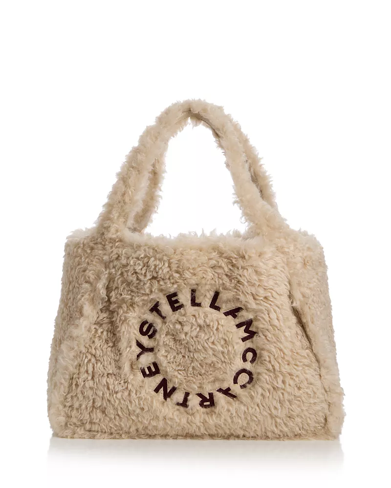 Stella McCartney Logo Faux Shearling Tote