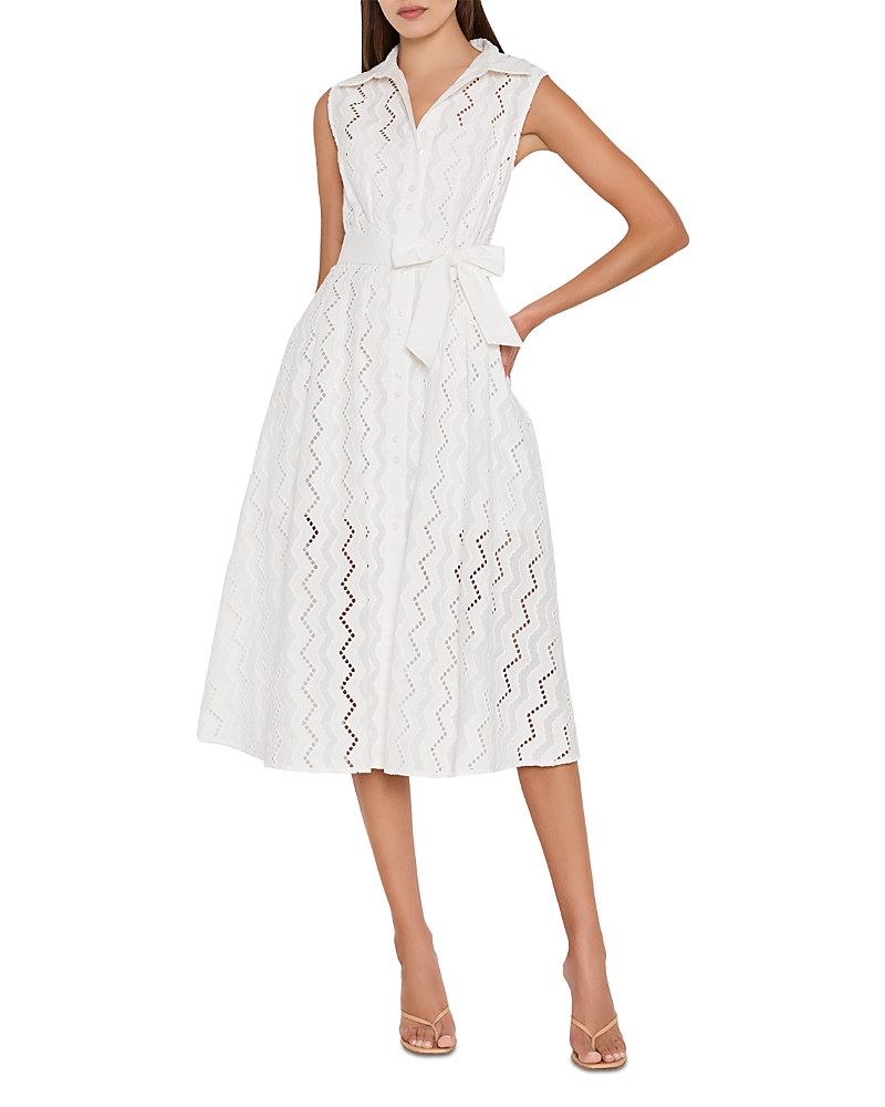 Milly Leya Eyelet Embroidered Midi Dress