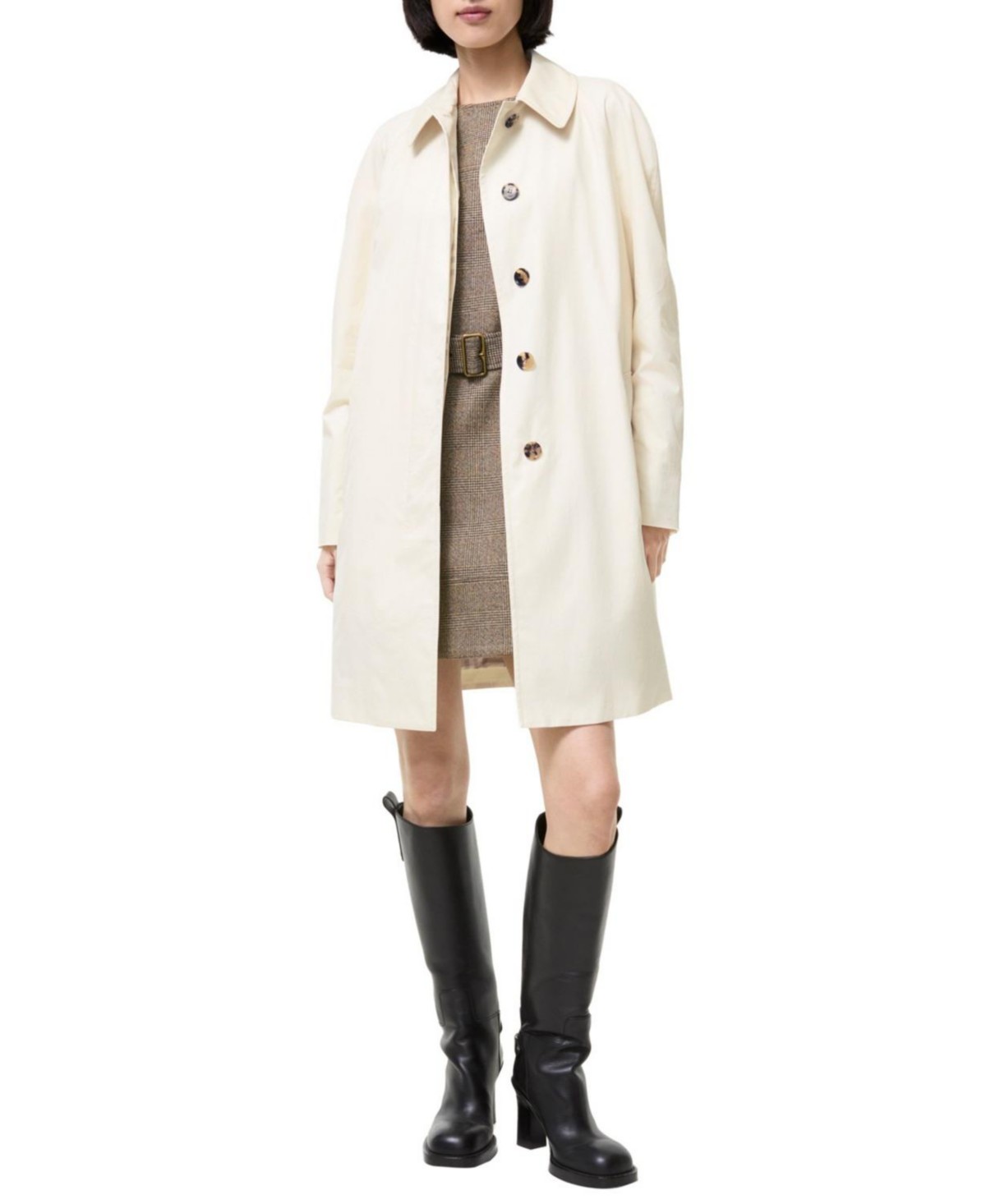 Mid-length Ruched Gabardine Car Coat