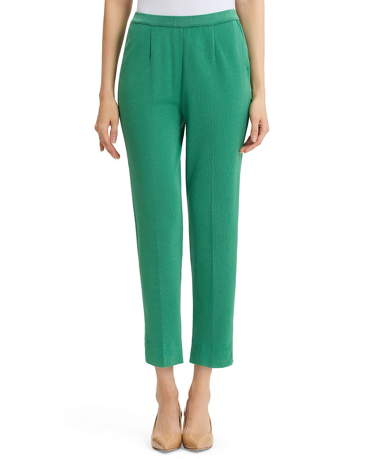 Ming Wang Knit Straight-Leg Ankle Pants
