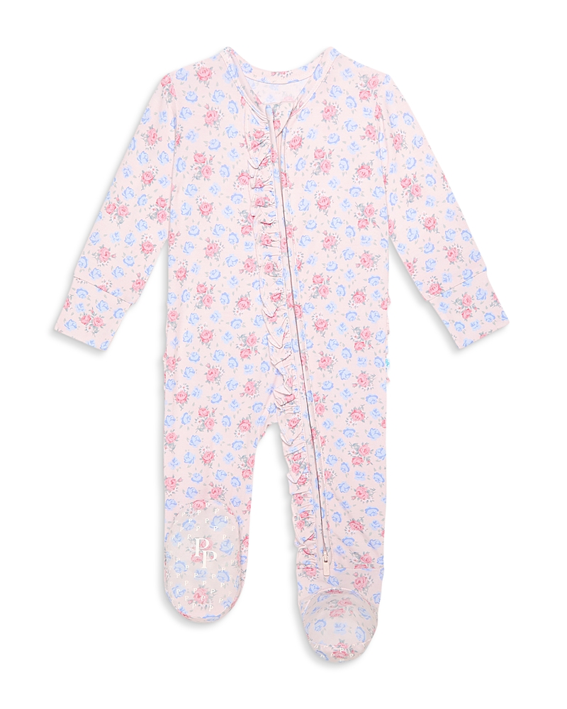 Posh Peanut Girls' Laney Ruffled Zipper Footie One Piece - Baby