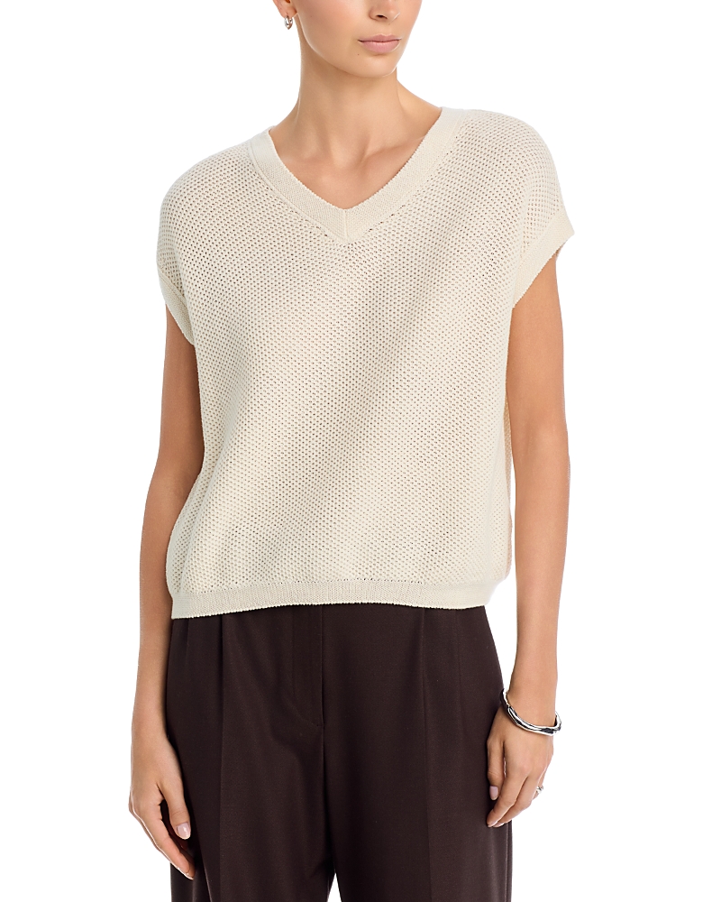 Majestic Filatures Open Knit Cap Sleeve Top