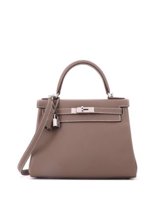 Kelly 28 Handbag Grey Evercolor with Palladium Hardware