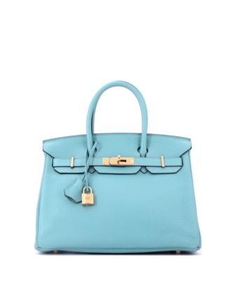 Birkin 30 Handbag Blue Clemence with Gold Hardware