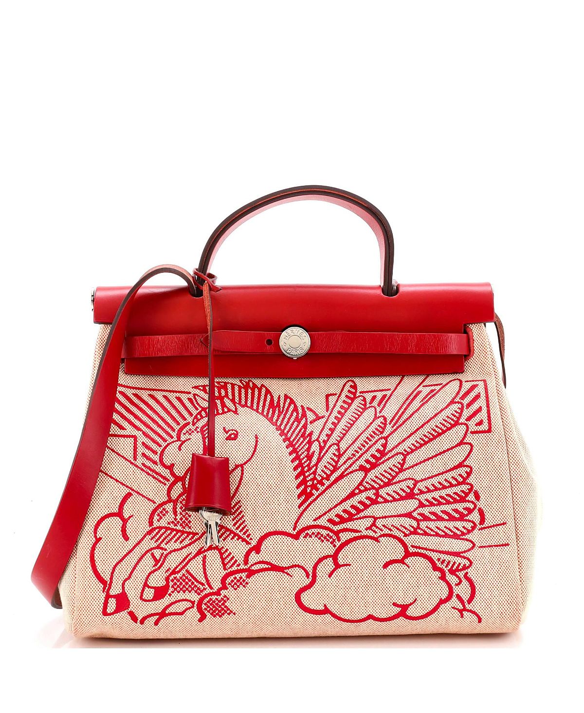 Pre-Owned Hermes 31 Herbag Zip Pegase Pop Toile and Leather