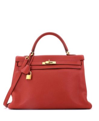 Kelly 35 Handbag Brown Clemence with Gold Hardware
