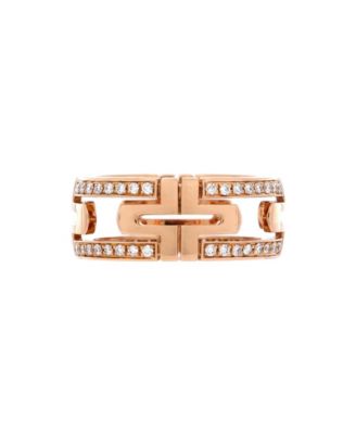  8mm Parentesi Band Ring 18K Rose Gold with Diamonds