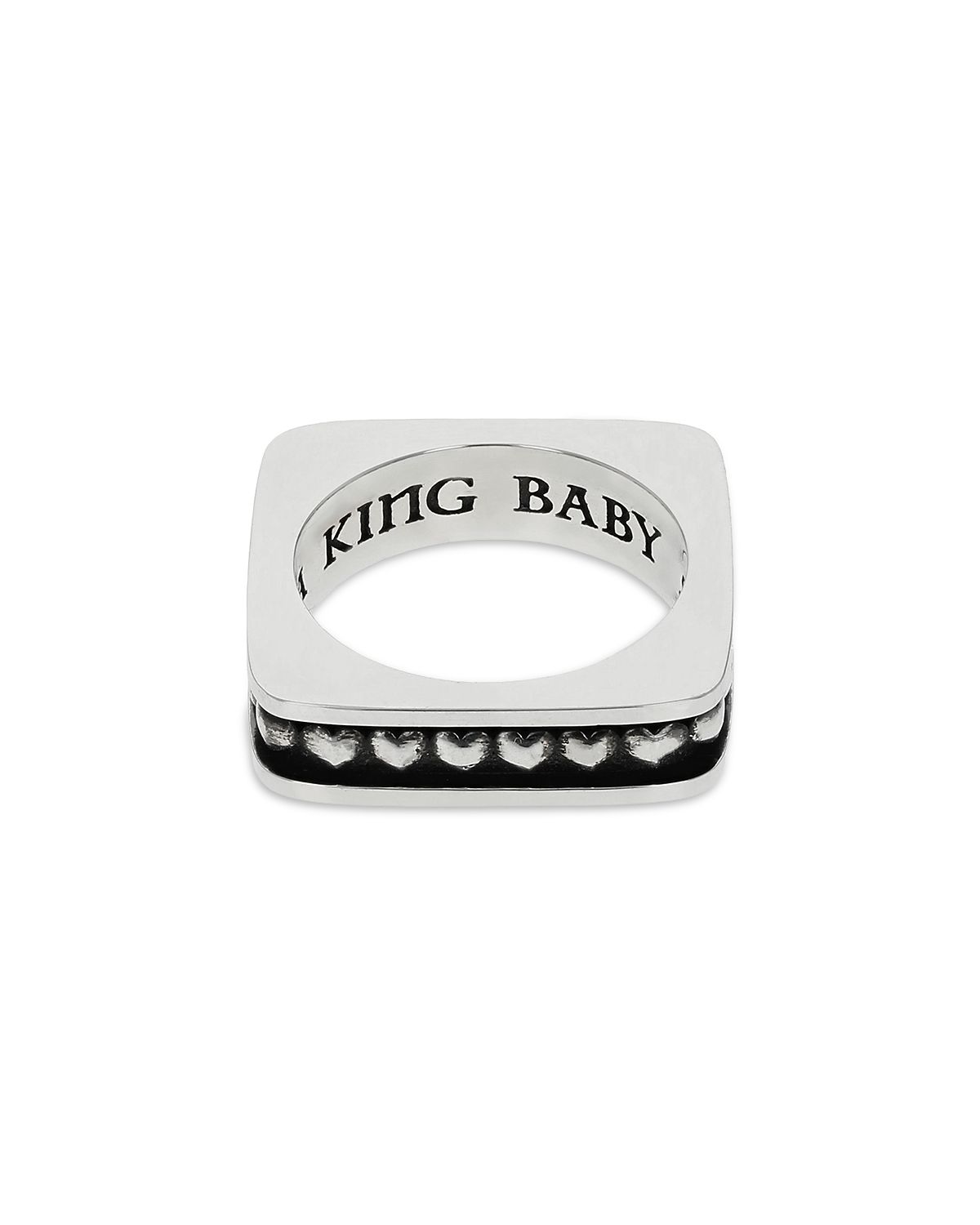 King Baby Studio Sterling Silver High Roller Club Heart Suit Square Stack Ring