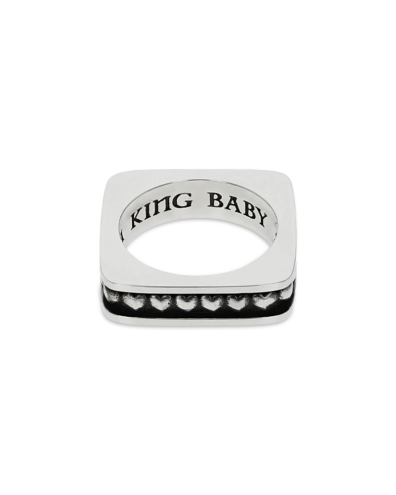 King Baby Studio Sterling Silver High Roller Club Heart Suit Square Stack Ring
