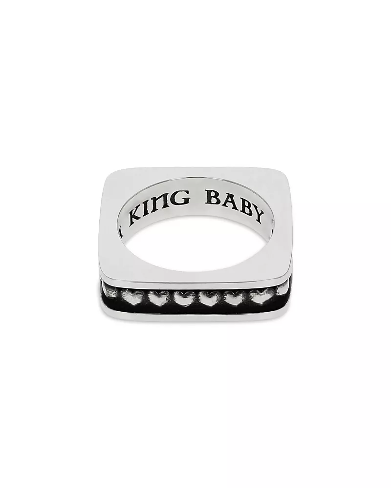 King Baby Studio Sterling Silver High Roller Club Heart Suit Square Stack Ring