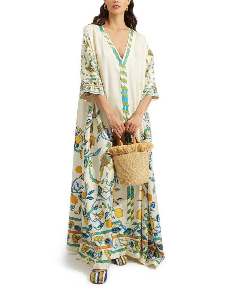 La DoubleJ Muumuu Dress in Borboni Placee White