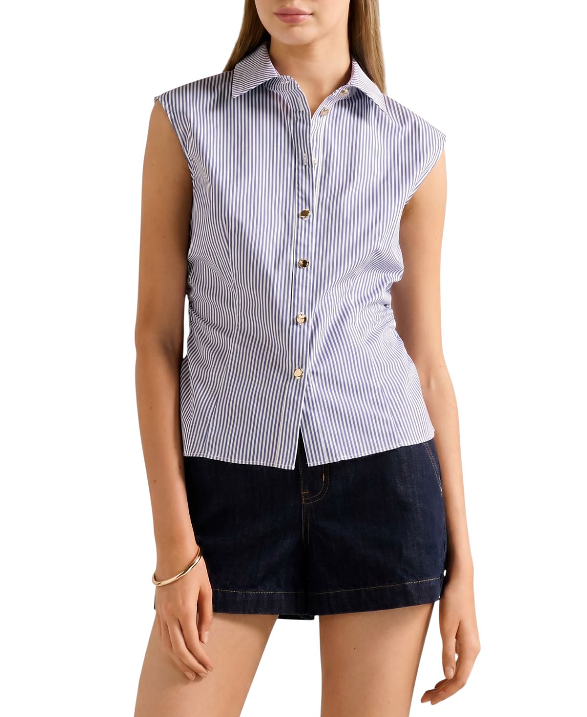 Ever New Nova Ruched Stripe Collared Top