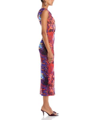 asymmetric neckline midi dress Betty Asymmetric Neckline Polka Midi Dress – Spirit Clothing main image 1