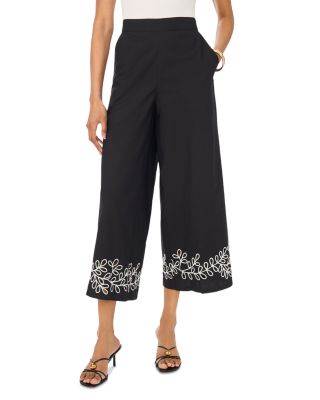 Embroidered Wide Leg Pants