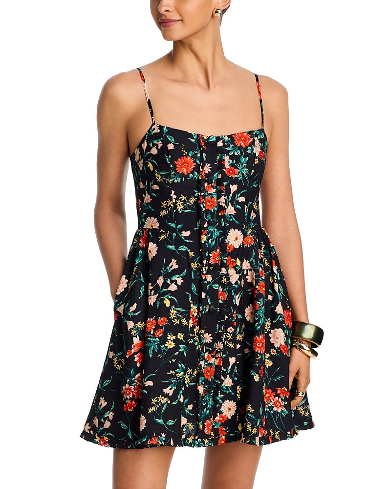 Aqua Floral Button Front Mini Dress - Exclusive