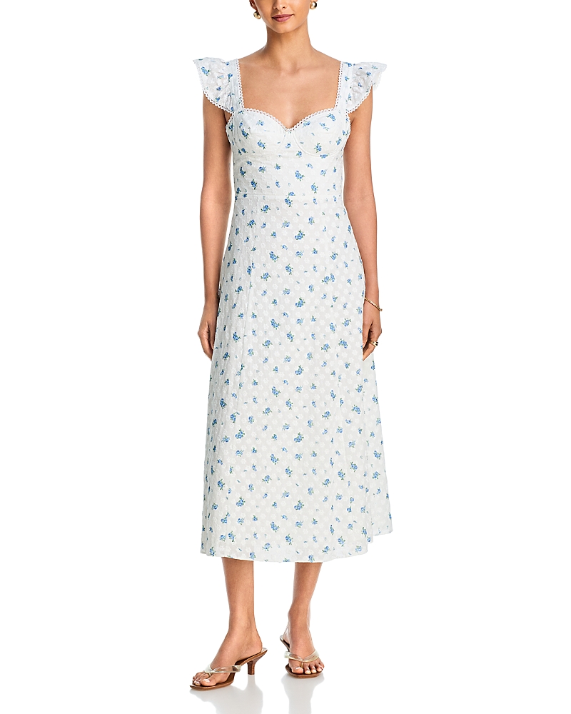 Aqua Floral Eyelet Midi Dress - Exclusive