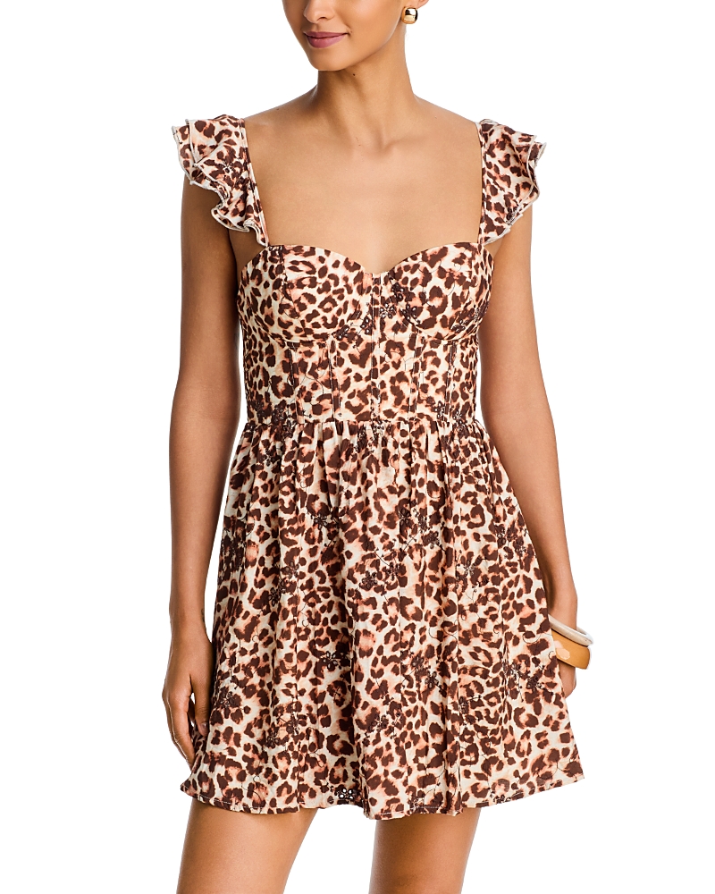 Aqua Animal Print Eyelet Bustier Mini Dress - Exclusive