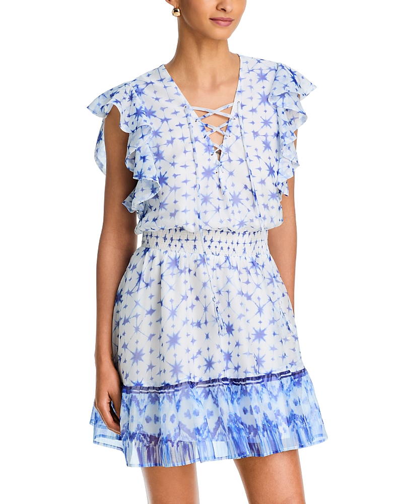 Aqua Batik Flutter Sleeve Mini Dress - Exclusive