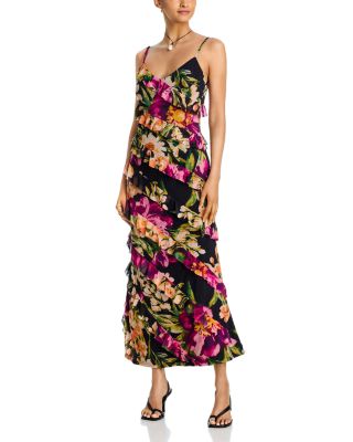 Floral Mesh Ruffle Maxi Dress - Exclusive