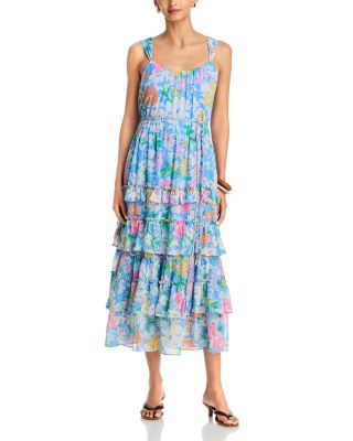 Floral Ruffle Hem Midi Dress - Exclusive
