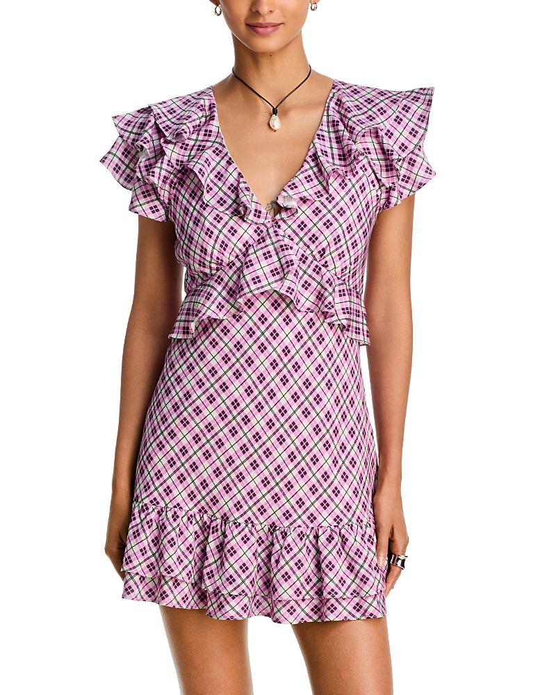 Aqua Plaid Ruffle Mini Dress - Exclusive