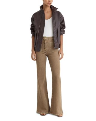 Petites Cali Mid Rise Flare Leg Jeans in Light Brown - thumbnail 2