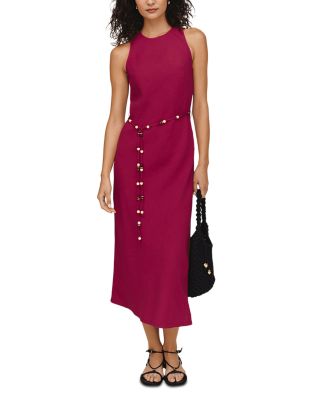 Beaded Belt Bias Midi Dress