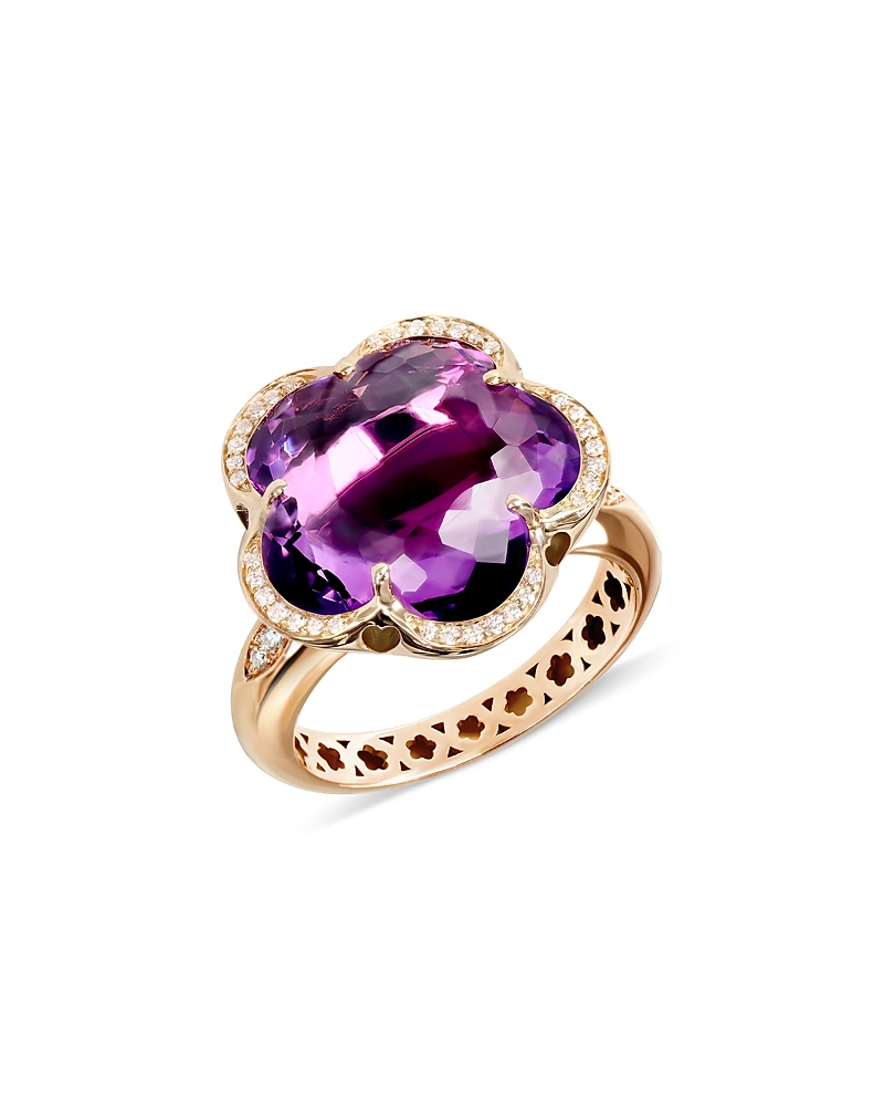 Pasquale Bruni 18K Rose Gold Bon Ton Amethyst & Diamond Flower Ring