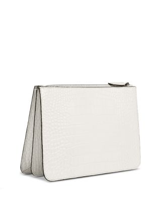 Threefold Croc Embossed Leather Clutch 