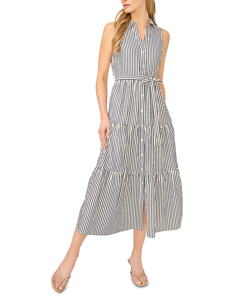 CeCe Sleeveless Collared Midi Shirtdress