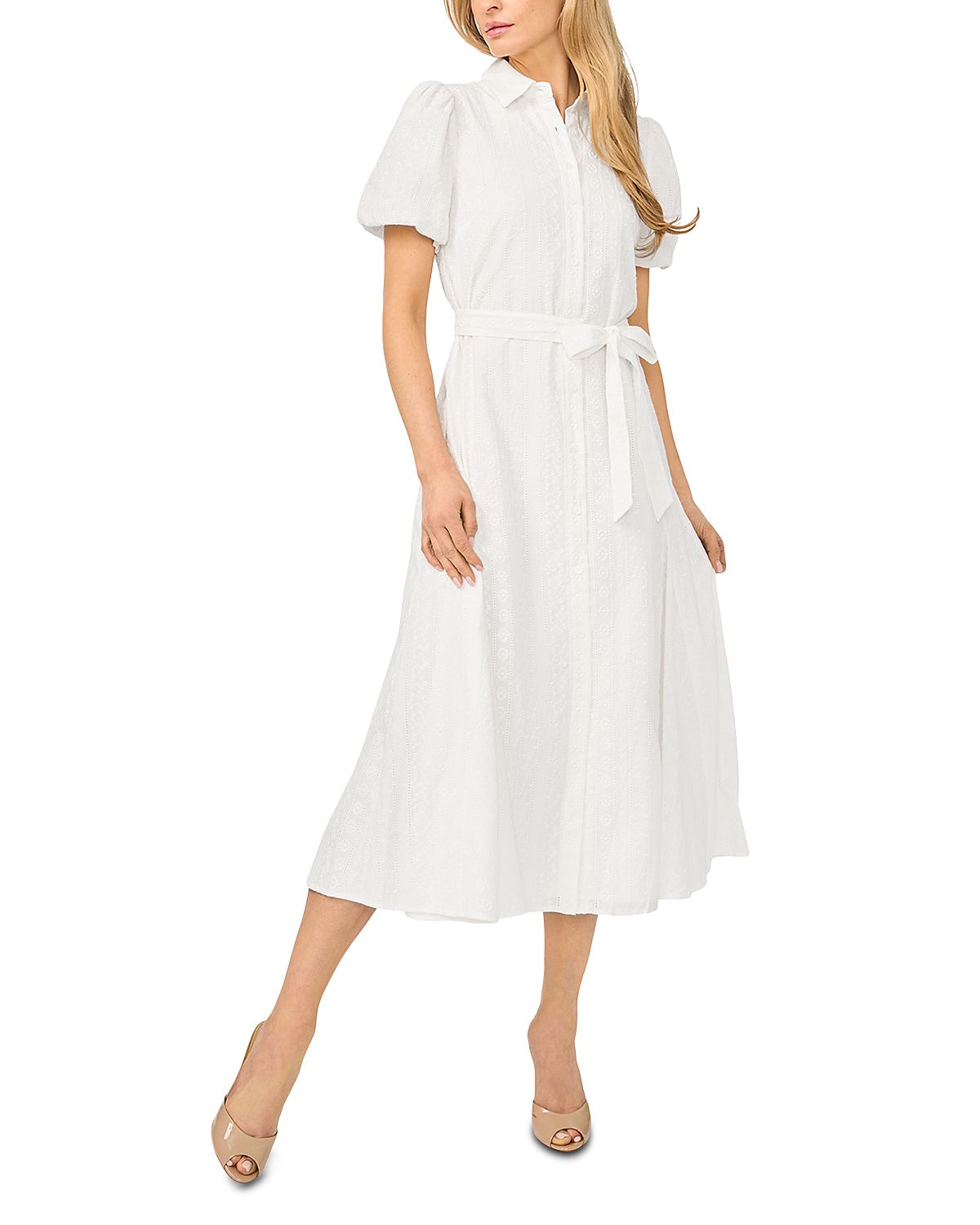 CeCe Puff Sleeve Midi Shirtdress