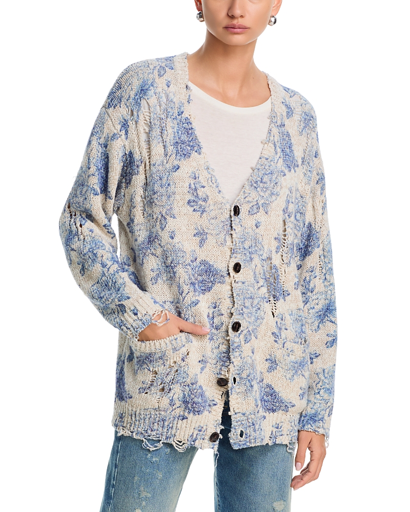 R13 Printed Boyfriend Cardigan Sweater
