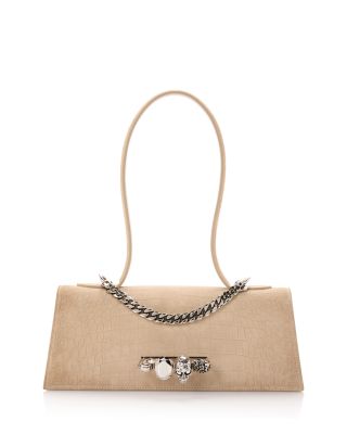 Knuckle Embossed Suede Shoulder Bag