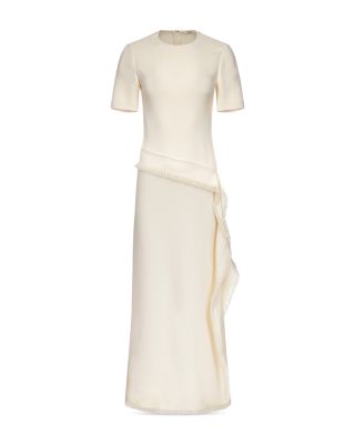 Jaune Asymmetric Frayed Hem Dress