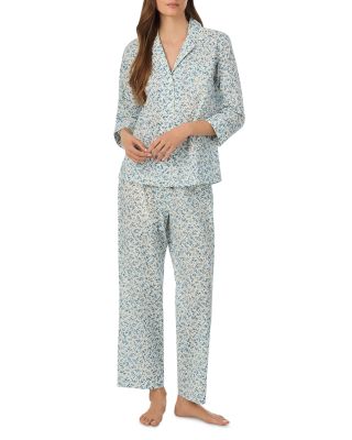 3/4 Sleeve Classic Lawn Notch Collar Ankle Pant Pajama Set