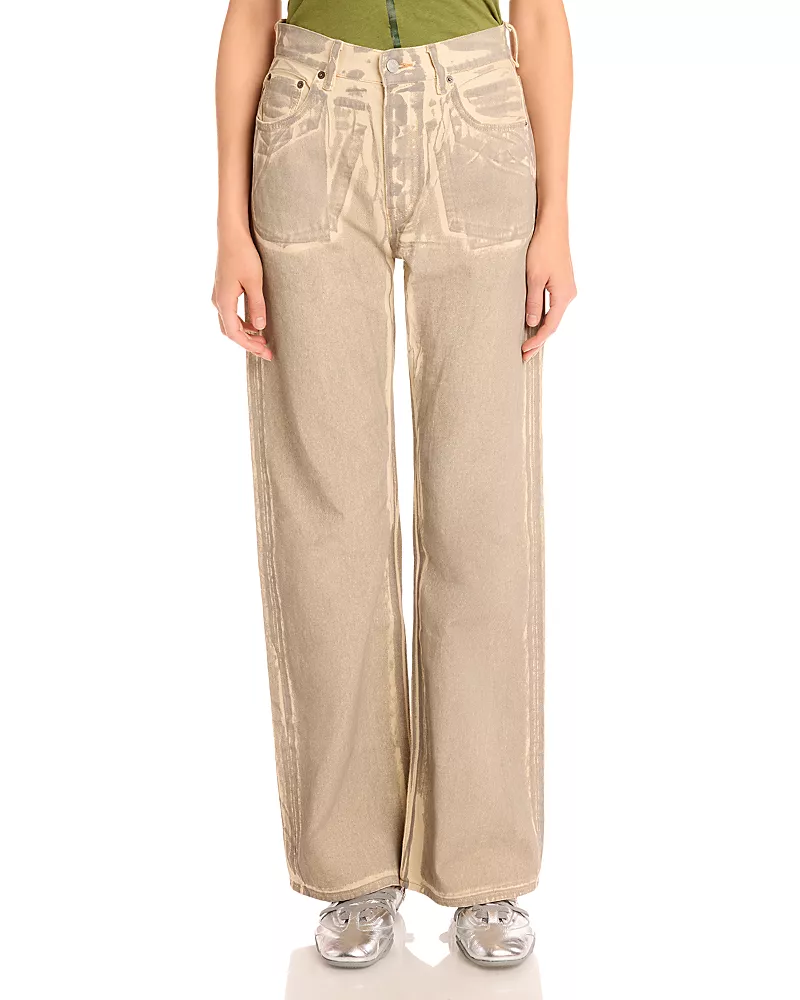 Acne Studios 5 Pocket Jeans in Beige/Sage Green