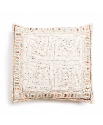 Maze Handwoven Hand Embroidered Organic Cotton Pillow, 20" x 20"