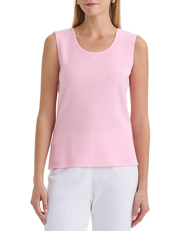 Ming Wang Scoop Neck Mid-Length Knit Tank
