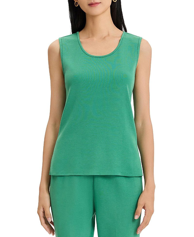 Ming Wang Scoop Neck Mid-Length Knit Tank