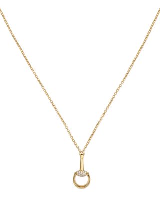 18K Yellow Gold Horsebit Diamond Pendant Necklace, 0.21 tcw
