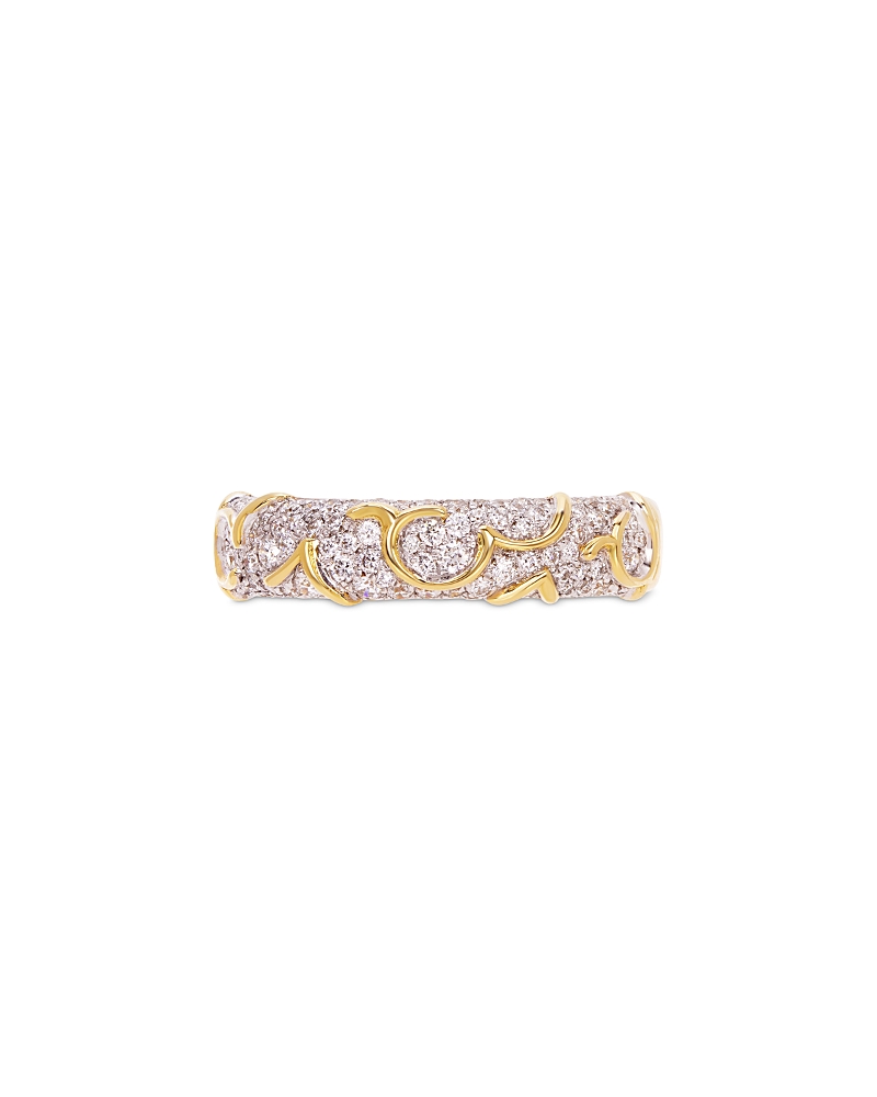 Marina B 18K Yellow Gold Ondine Diamond Pave Polished Swirl Band, 0.50 tcw