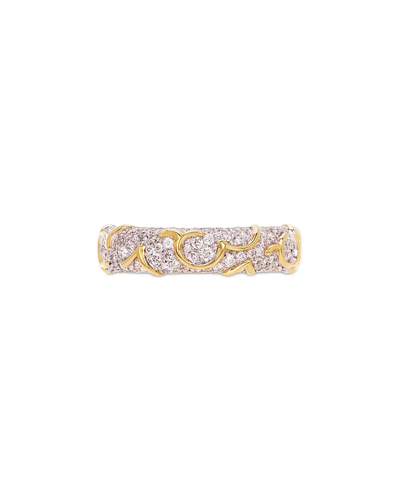 Marina B 18K Yellow Gold Ondine Diamond Pave Polished Swirl Band, 0.50 tcw
