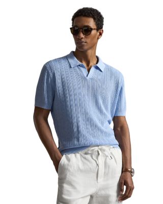 Linen Johnny Collar Sweater Polo Shirt
