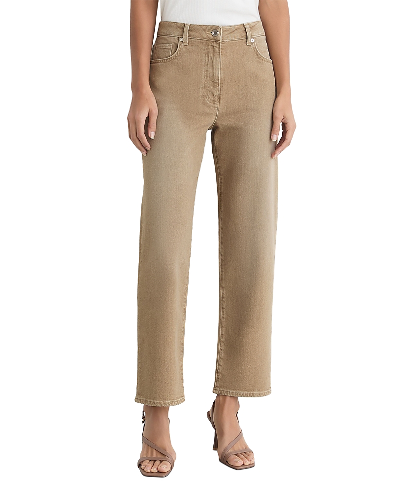 Reiss Petites Selin Mid Rise Straight Leg Jeans in Neutral